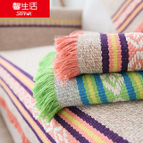 馨生活 田野沙发垫四季 条纹地中海沙发垫棉线编织沙发垫简约现代