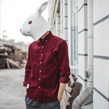 [兔先森]自制PIXELON日系复古潮男装修身衬衣灯芯绒纯棉长袖衬衫