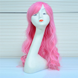 粉色可爱 Cosplay 化纤前蕾丝头套假发 工厂直销 热销颜色 长卷发