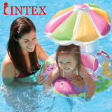 INTEX贝壳婴儿浮圈 花朵遮阳婴儿座圈 小花儿童游泳浮圈坐圈56583