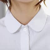 职业女装韩版白衬衫短袖工作服 正装修身圆领工装蓝色衬衣OL 棉