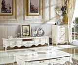 北欧风尚法式欧式大理石电柜柜白色实木电视柜 2.2米客厅地柜厅柜