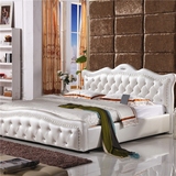 欧式小户型1.8米双人床太子床真皮气动储物床1.5米皮艺软体床婚床