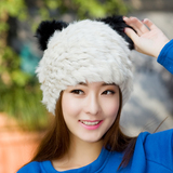 兔毛帽子女秋冬天韩版潮冬季帽子保暖可爱猫耳朵毛线皮草帽子