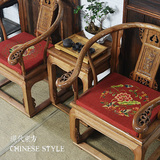 现代新中式棉麻办公室茶楼椅垫餐椅垫太师椅垫餐桌椅子古椅坐垫