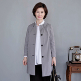 韩国代购中老年女装格子外套春季大码妈妈装圆领宽松大衣JK604004