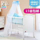 笑巴喜超长实木床多功能白色油漆带滚轮婴儿床儿童床少年床