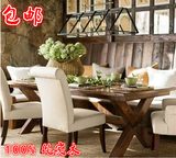 美式实木复古餐桌 老松木餐桌椅 现代简约餐桌 咖啡桌 会议桌
