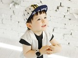 韩国进口正品代购婴儿童翻边软帽檐鸭舌帽子宝宝遮太阳全棉棒球帽