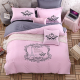 罗莱家纺欧式全棉绣花四件套纯色纯棉刺绣床上用品床单被套被罩