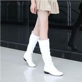 包邮春秋季新款单靴子韩版中学生女鞋长筒秋靴白色低跟高筒长靴女