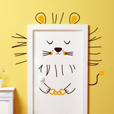 卡通可爱线条卧室房门装饰自粘墙贴纸贴画小狮子门贴镜子柜门创意