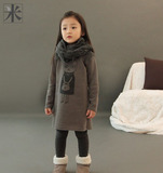 品牌童装韩国童裙冬款加绒女童连衣裙长袖儿童外贸原单高档宝宝裙