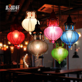 漫咖啡厅餐厅吧台酒吧地中海东南亚复古阳台彩色玻璃单头小吊灯
