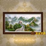 中式现代手绘油画有框装饰挂画客厅别墅办公室万里长城风景DL239