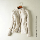 16外贸韩版女装纯色单排扣大码短款棉衣修身纯色长袖冬装外套AA14
