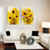包邮欧式现代装饰画简约无框客厅沙发卧室走廊壁画冰晶挂画向日葵