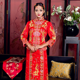 出租新娘敬酒服 修身龙凤褂中式结婚红色礼服汉服唐装秀禾服