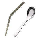 餐具套装不锈钢勺子筷子两件套韩式创意便携式可折叠外出旅游必备