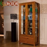 怡菲阁现代中式实木酒柜客厅古典玻璃装饰柜展示柜家具特价