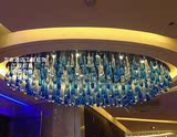 定做酒店大小型非标工程灯饰-现代风格工艺玻璃水滴椭圆形吸顶灯