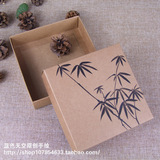 中国风手绘水墨竹子复古加厚牛皮纸商务礼物礼品清新手提袋包装盒