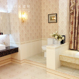 现代简欧卫生间瓷砖仿墙纸墙砖浴室防滑釉面砖印花凹凸款300 600