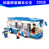 乐高式城市拼装巴士积木益智机械科技组装手工塑料公交车礼物玩具