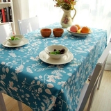 北欧宜家纯棉帆布餐桌布蓝色桌布 地中海布艺茶几布盖布田园台布