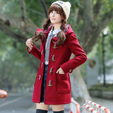 少女冬装新款韩版中长款学院风初高中学生加厚毛呢外套呢子大衣