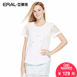 艾莱依韩版圆领短袖套头2016夏装新款雪纺上衣短款ERAL31016-EXAB