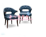 美式简约实木餐椅欧式现代漫咖啡椅法式复古皮艺休闲椅书椅扶手椅