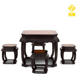 金丝楠木家具 中式古典八角休闲桌五件套 实木餐桌 红木家具桌椅