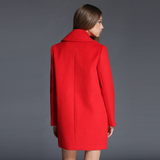 大码红色直筒羊毛呢外套女2015冬装新款中长款呢子茧型羊绒大衣潮