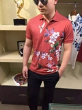 Dolce Gabbana/杜嘉班纳 男装 2016米兰走秀款男士花卉短袖POLO衫