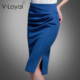 vloyal2016波浪型拉链春秋新款欧美女士包臀裙时尚修身气质一步裙