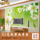 3D立体大型墙纸壁画 客厅电视背景墙壁纸温馨卧室无缝墙布 百合花