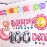 葡萄烘焙 套餐Happy100days宝宝100天铝膜气球 百天背景墙太阳花