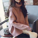 秋冬新款2016韩国短款高领毛衣女套头宽松加厚显瘦蝙蝠针织打底衫
