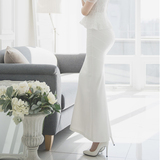 夏装白色韩版女装半裙性感包臀裙包裙半身长裙名媛气质半身裙