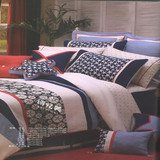 美式新古典样板房儿童印花床品四件套全棉地中海蓝色男孩床上用品