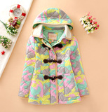 小熊维尼韩版学院少女冬装糖果扣丝滑面料可脱卸帽中短款棉衣外套