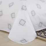 高密度加厚纯棉床单单件 全棉被单浅色白色方框格子单人双人加大