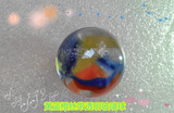 黄蓝橙丝带透明玻璃球精彩球16MM 跳棋弹珠 装饰玻璃珠特色玻璃球