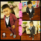 韩版儿童男童西服宝宝加厚薄款西装花童两件套装演出礼服童装包邮