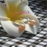 天然珍珠耳环耳饰韩国新娘圆圈款925纯银7-8mm米形水滴形强光正品
