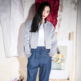 Chan原创设计 短款修身呢子夹克女式外套2015冬季新款