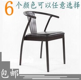 简约现代铁艺餐椅带扶手靠背椅休闲餐厅椅子办公凳彩色户外椅特价