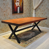 创意办公桌铁艺实木餐桌椅组合复古咖啡桌简易工作台洽谈桌电脑桌