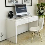 简约现代白色钢琴烤漆书桌写字台双人儿童学习电脑桌卧室电视柜